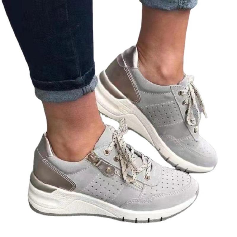 New Front Lace-up Casual Women's Shoes Sports Shoes Lace-up Burnt Flower Thick-soled Large-size Single Shoes
