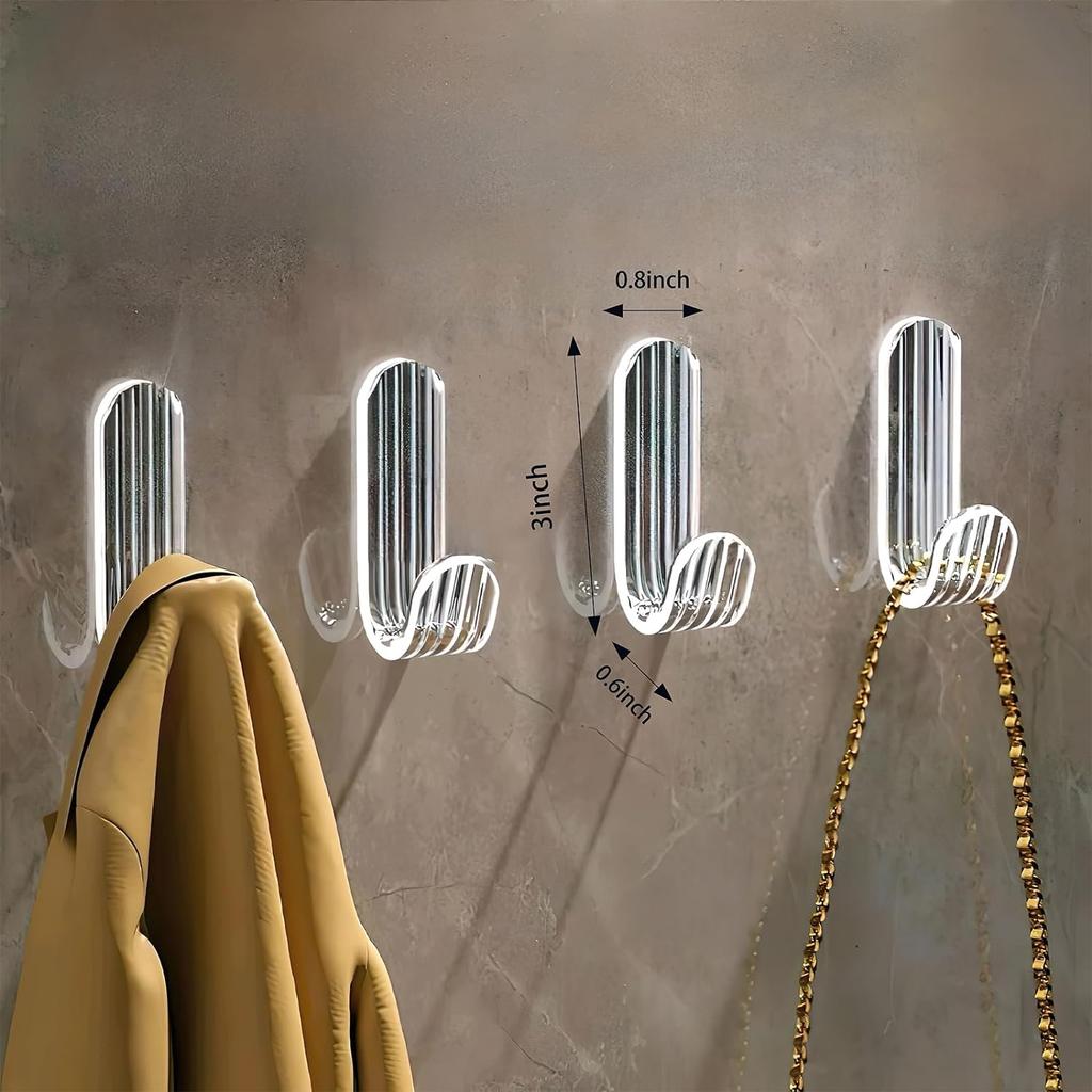 20 Stück selbstklebende Haken zum Aufhängen an der Wand mit Klebestreifen, Schlüsselhaken für dekorative, wasserdichte, transparente Wandhaken