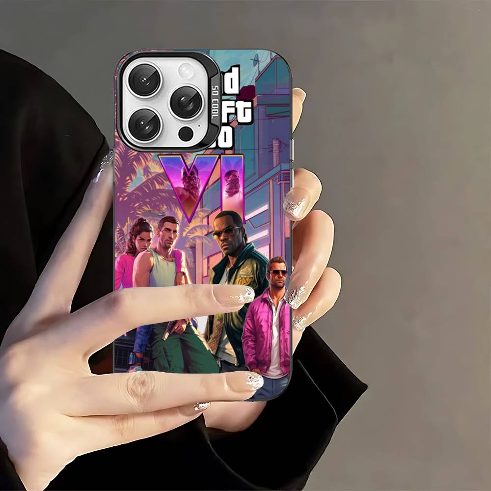 

D-Decor T-Theft A-Auto G-GTA Відеогра Чохол для телефону Для IPhone 17 16 15 14 11 12 13 Pro Max Plus Pro Кольоровий Сріблястий Чохол iPhone 12pro max