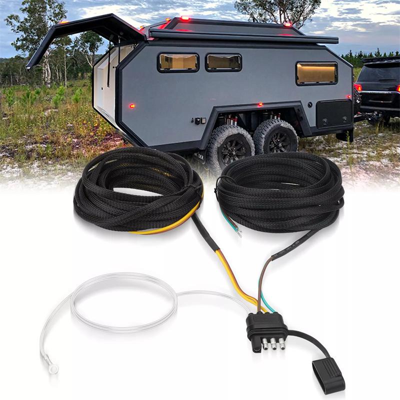 

22 фута 4-контактный 5-проводной жгут проводов для прицепа, комплект фонарей для прицепа 5-проводной 4-контактный жгут проводов штекер для подключения прицепа для RV лодки