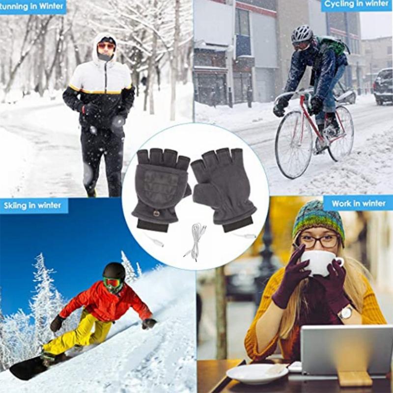 usb Fingerless Gloves Thermal Gloves Heated Gloves Fingerless Touchscreen Fleece Gloves Split Finger Gloves