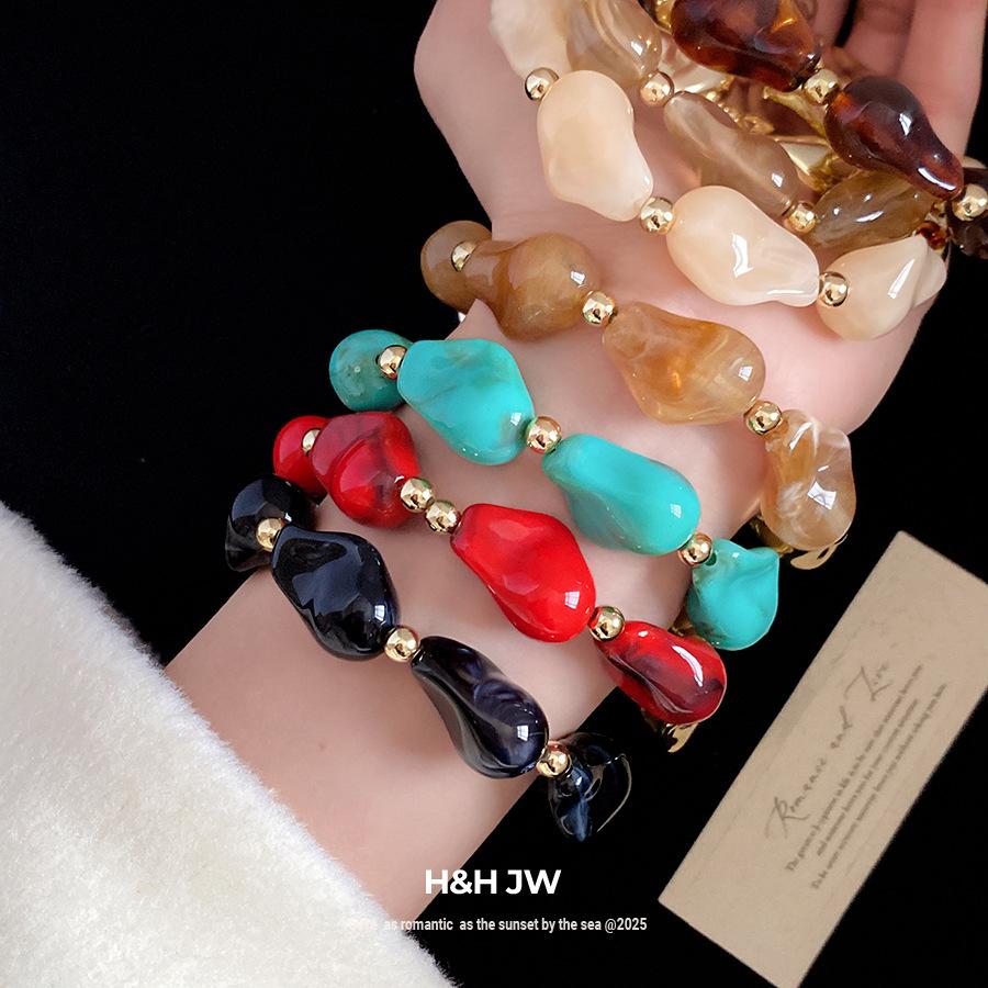 B148 Bohemian New Exaggeration Retro Design Good-looking Bracelet Gorgeous Acrylic Colored Bead Women's Bracelet Exquisite