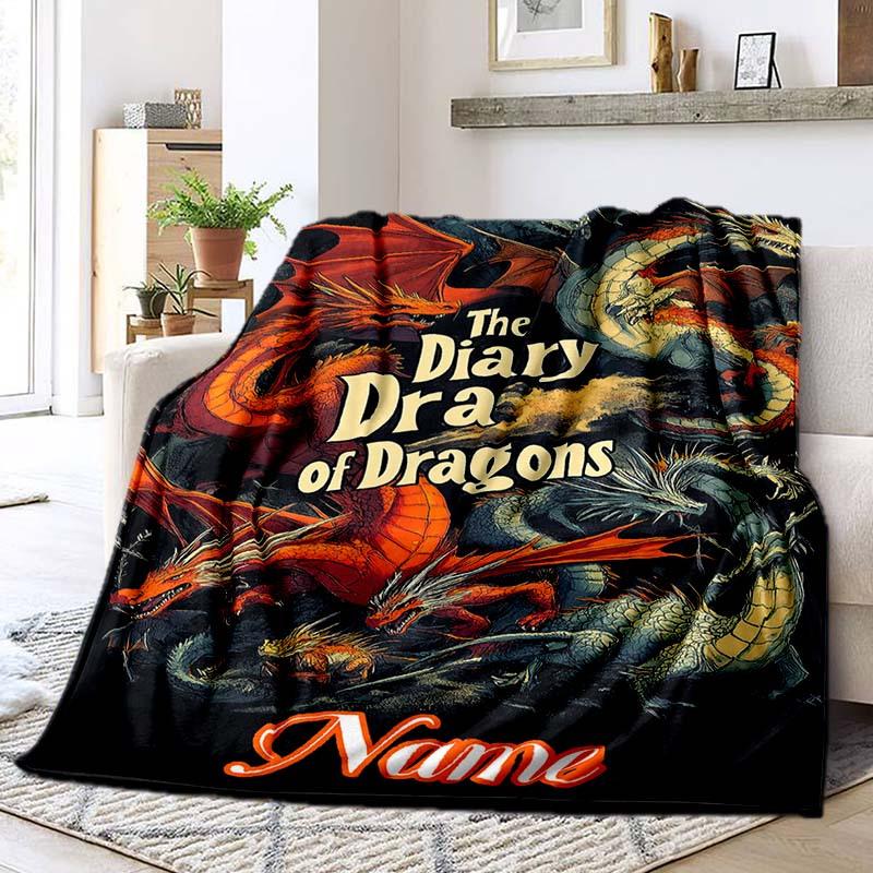Personality Dragon Customize Your Name Blanket Used For Chair Office Sofa Bed Camping Soft And Warm Giving Friends And Relatives Birthday Graduation