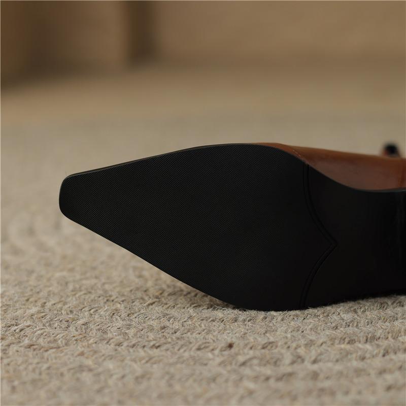 Damen Kurzstiefel mit niedrigem Absatz Herbst und Winter neu dickabsatz bequem große Größe schlichte Rindslederstiefel