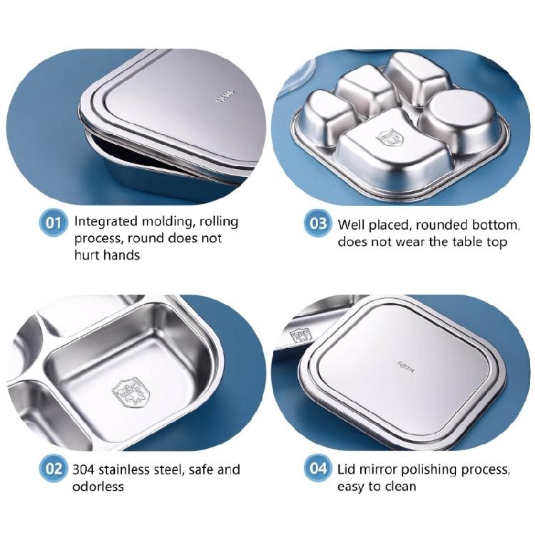 Dishwasher Safe Lunch Plates Efficient Stainless Steel Divided Dinner Plates for Toddlers Elderly and Hospital Use