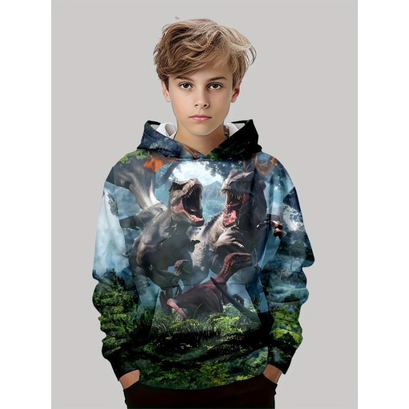 Kids Clothes Boys Hoodies Long Sleeve 3D Dinosaurs Print Children Spring Fall Clothes Casual Stylish Outdoor Boy Clothes Tops