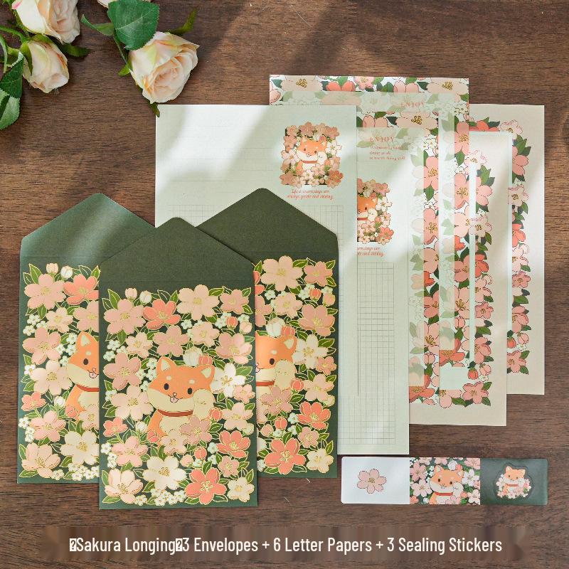 Romantisches Märchen Goldfolien Grußkarten- & Umschlagset – DIY Nachrichten Briefkopf in 4 Stilen