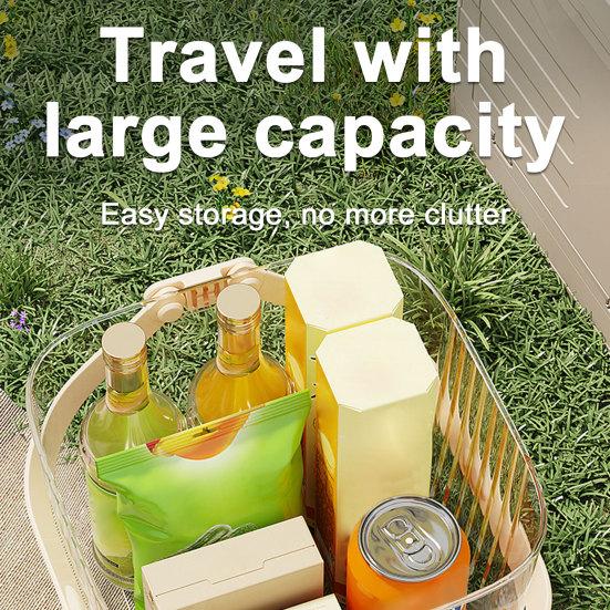 Transparent Picnic Basket, with Handle, Large Capacity Organizer, Durable Waterproof Food Container, for Camping Fruits Vegetables Snacks