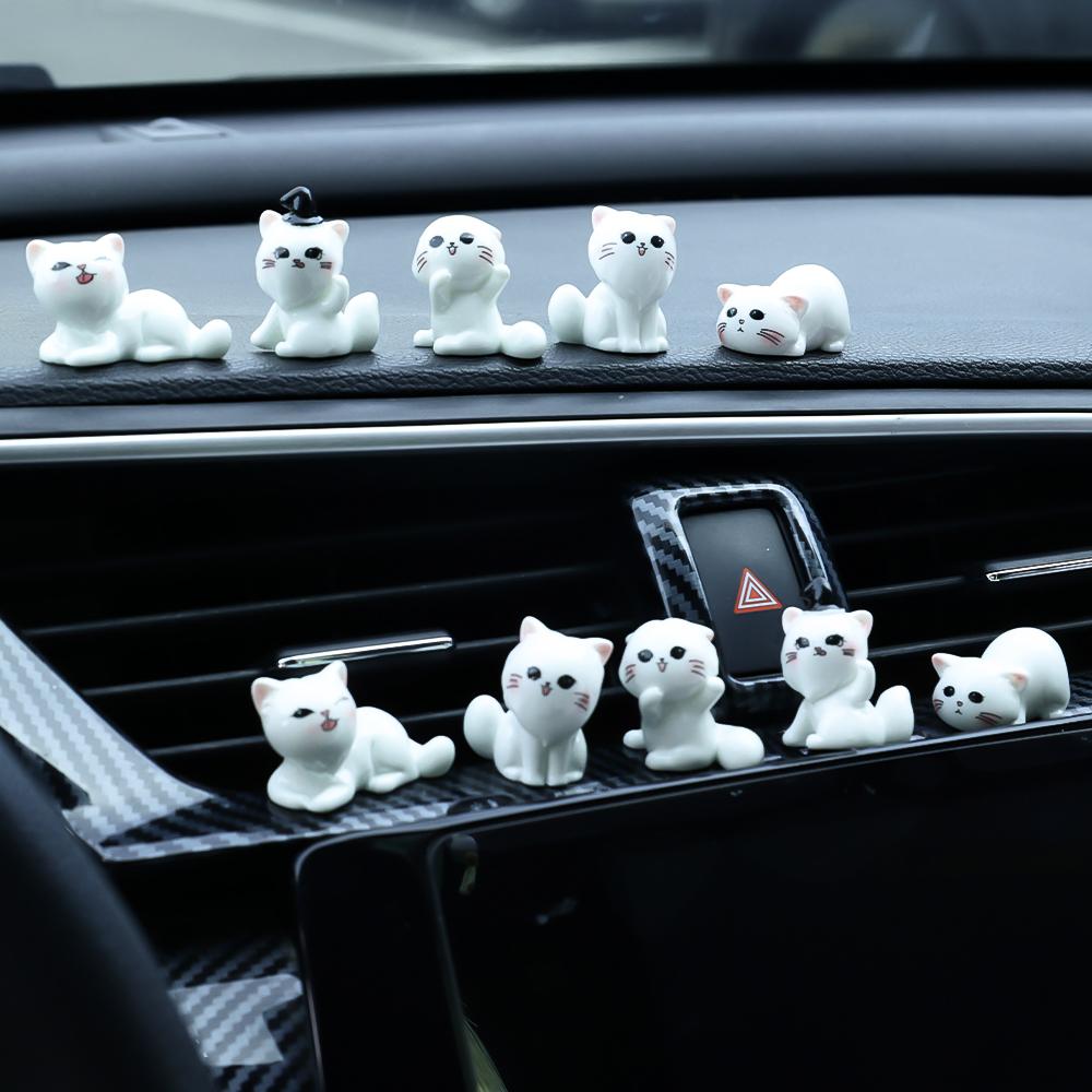 1-5 Stück Neue Auto Mittelkonsole Harz Ornamente Cartoon Niedliches Zaubererkätzchen Mikrolandschaft Harz Desktop Dekoration DIY Zubehör