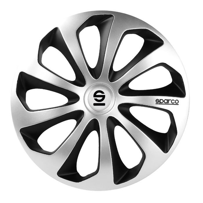 TECHSALES SPARCO 4 Enjoliveurs 15 Pouces Sicilia Argent et Noir