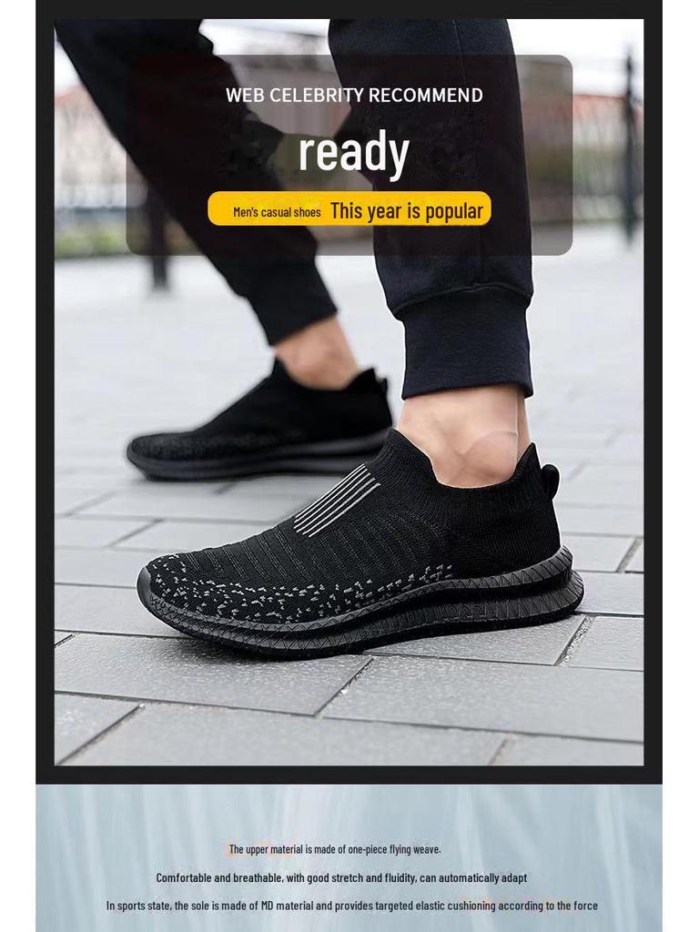 Atmungsaktive Mesh-Laufschuhe im neuen Stil für Herren – weiche Sohle, fliegende gewebte Oberfläche, lässig und bequem.