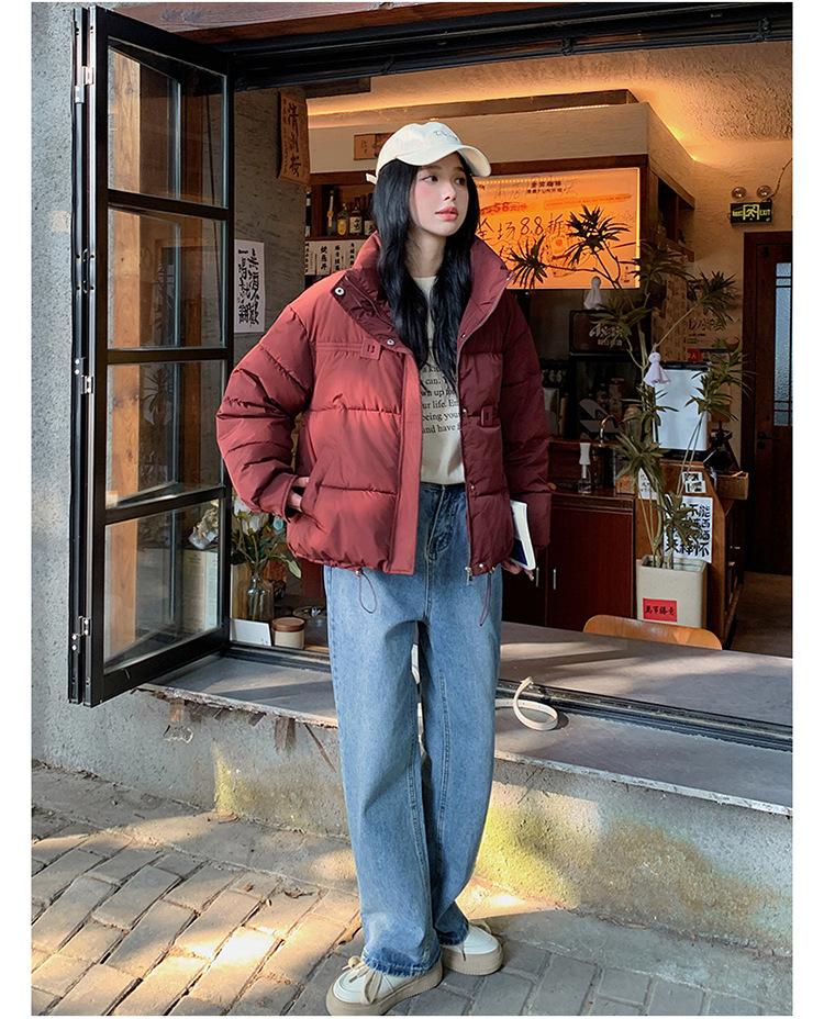 Women's Autumn and Winter Coat Hooded Short Solid Color Loose Thickened Windproof Women's Jacket
