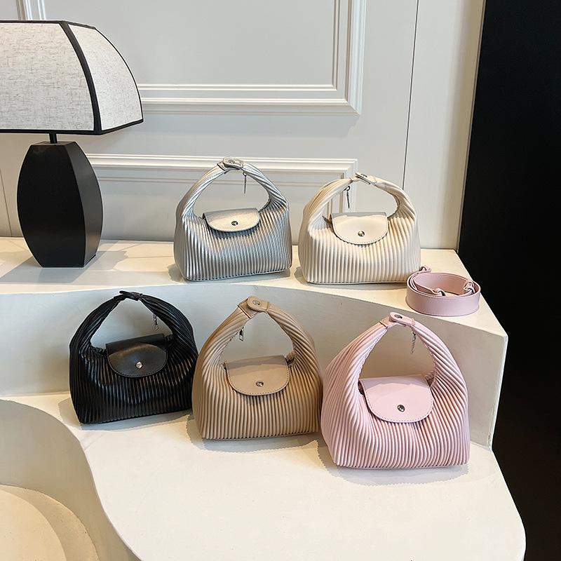 Vertical striped bag women's bag large capacity commuter solid color simple shoulder bag versatile small fresh crossbody bag