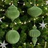 4Pcs Velvet Christmas Ball Ornaments Plastic Flocked Decor with Metal Hangers Holiday Home Decorations for Tree Mantel