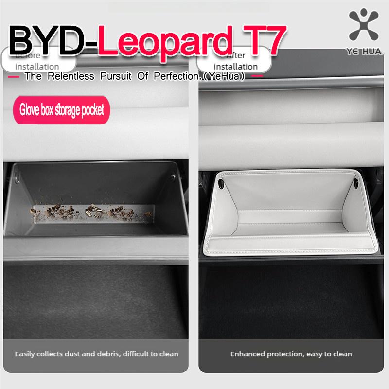 For BYD 2025-26 Formula Leopard Titanium 7 Car Copilot Storage Box Protective Pad Mats Interior Stowing Glove Box Storage Pocket