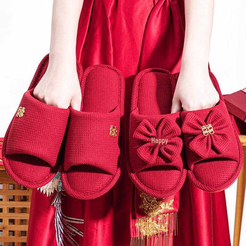 Wedding Couple Bow Slippers