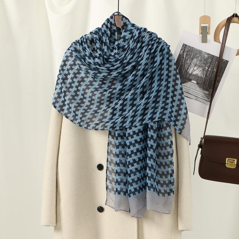 New plant flower print Bali yarn long shawl hot-selling thin breathable sunscreen windproof scarf women