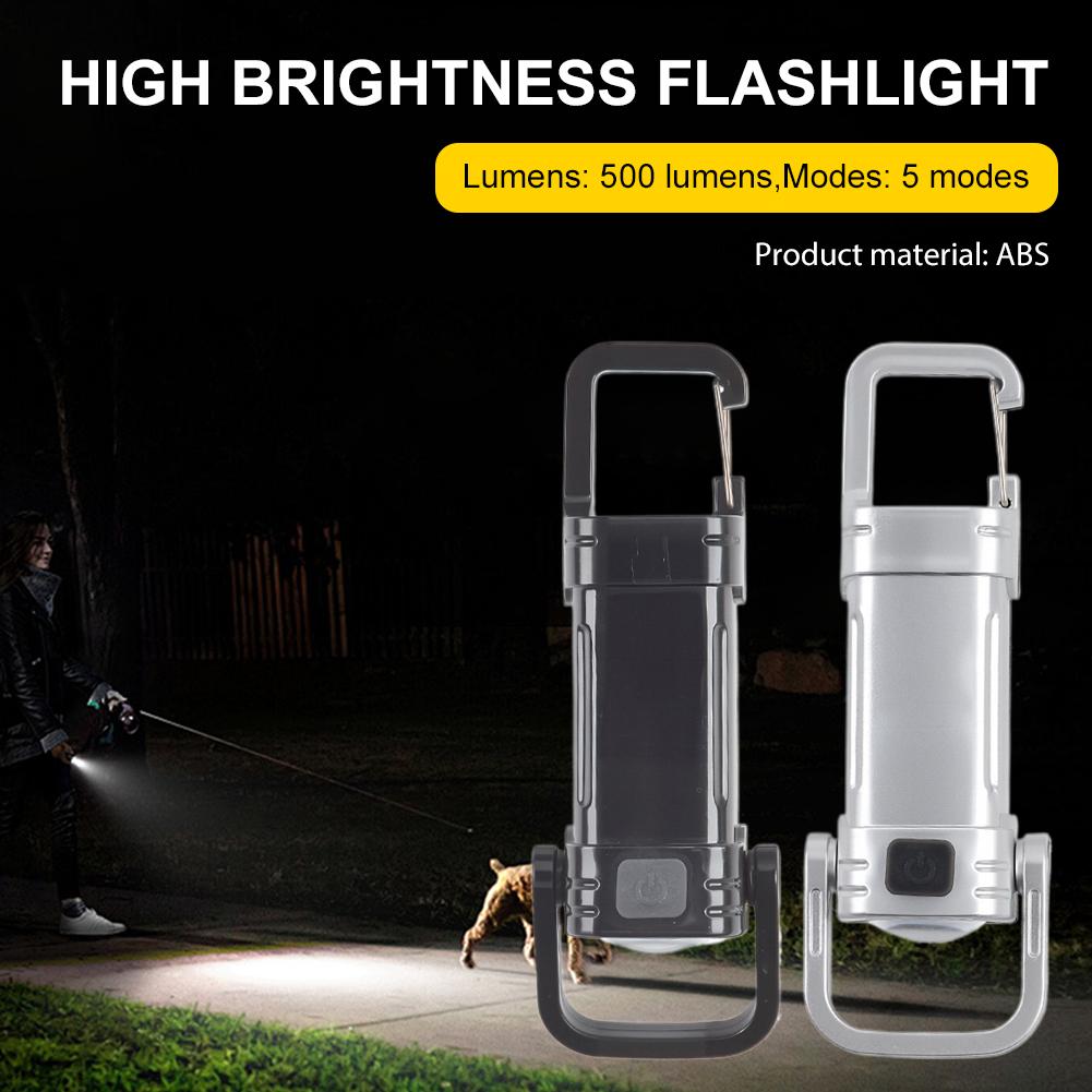 Mini Keychain Light COB Floodlight with Red Blue Warning Type C Fast Charging IPX4 Waterproof for Camping Hiking Night Riding