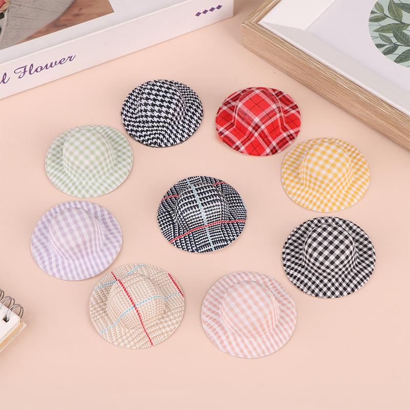 3Pcs Mini Colorful Hat Doll Ornament Lattice Cap Doll House Accessories Green Plant Pet Wine Bottle Cake Decoration