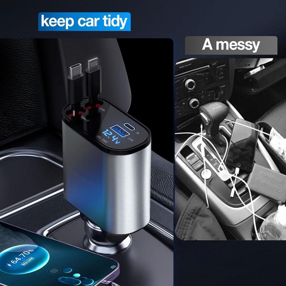 120W Fast Charger Car Phone Charger 4 in 1 Vehicle Mounted Inverter Auto Charger Socket Part Car