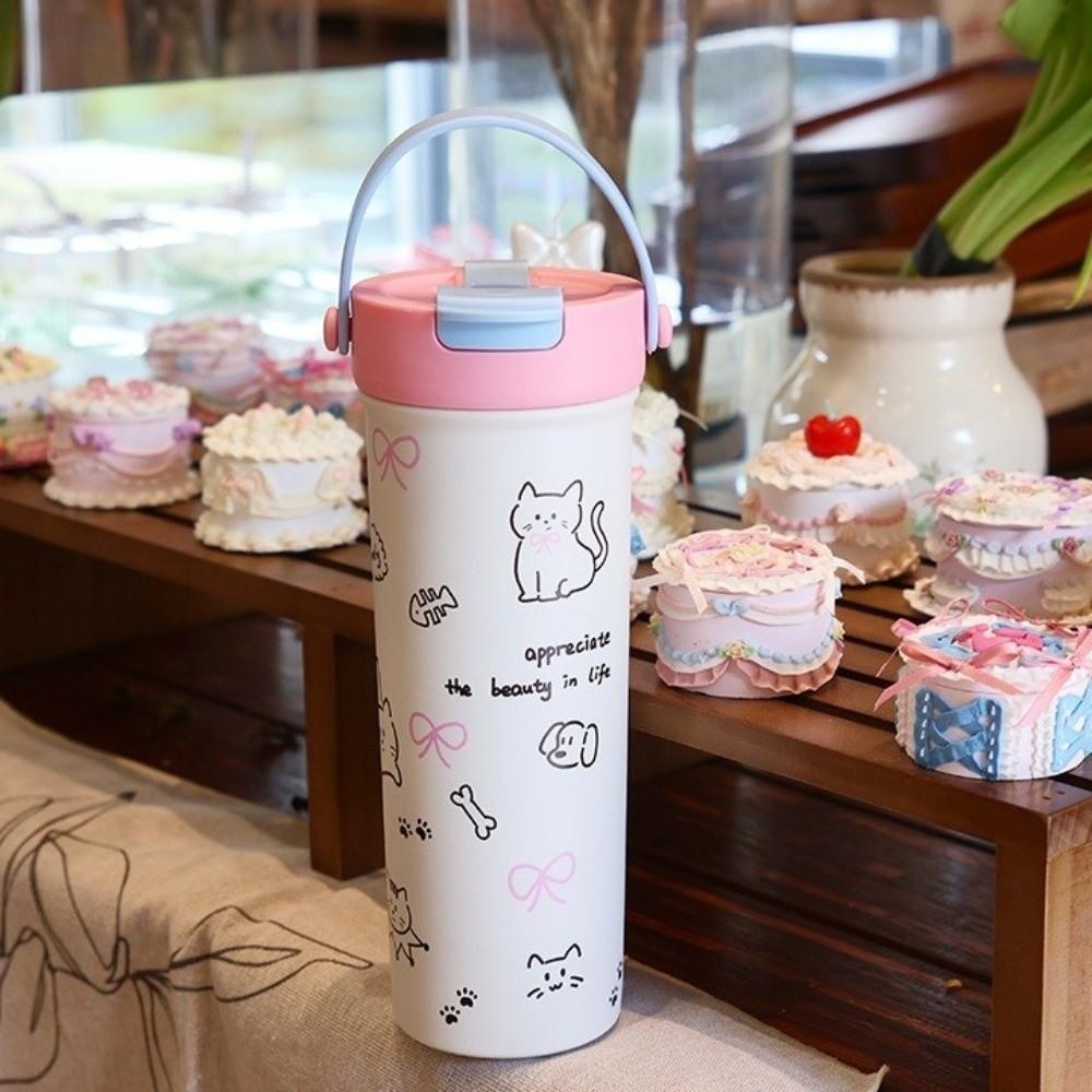 Leak-proof Insulated Cup 600ml Vacuum Flasks Water Bottle Travel Tumbler  Cold Drink