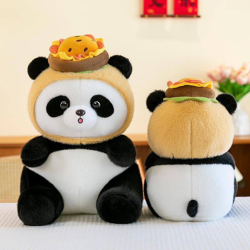 Panda Doll Hamburger Plush Toy Cartoon Soft Toy Stuffed Animal Home Gift Decor