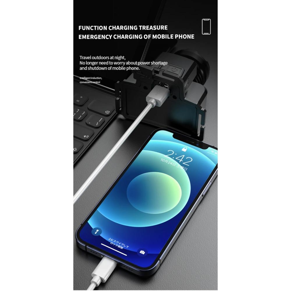 High Power Headlamp USB Rechargeable Wave Sensors Headlight Built in Battery Long Range LED Head Lamp For Hiking Camping Fishing