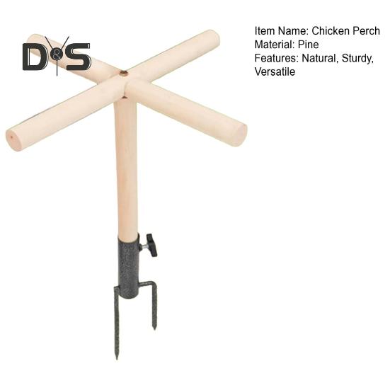 Chicken Perch Toy Wooden Chick Perch Stand with Metal Ground Stake Coop Backyard Poultry Accessories for Roosters Chicks Parrots