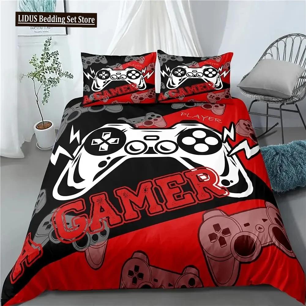 Gaming Duvet Cover Set Gamer Room Decor For Boys Teen Video Games Twin Bedding Set Microfiber Gamepad Let's Play Quilt Cover