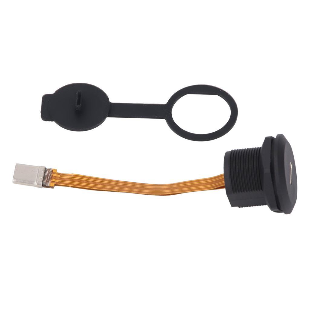 Type C 3.1 Female To Male Panel Mount Adapter 0.1m FPC Cable IP67 Threaded USB C 3.1 Panel Mount