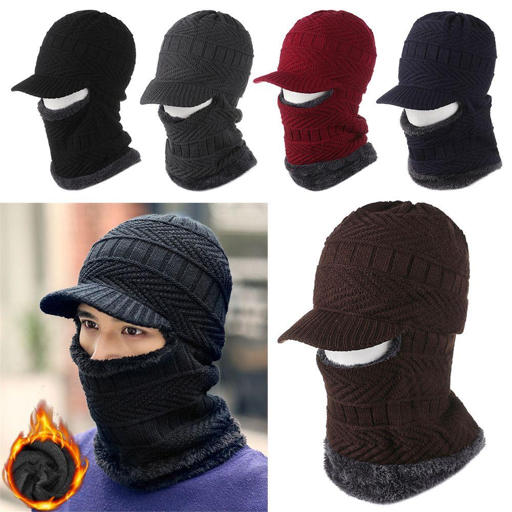 Women Men Warm Lined Full Face Hat Winter Knit Hat Balaclava Hood Cold Protection Cap