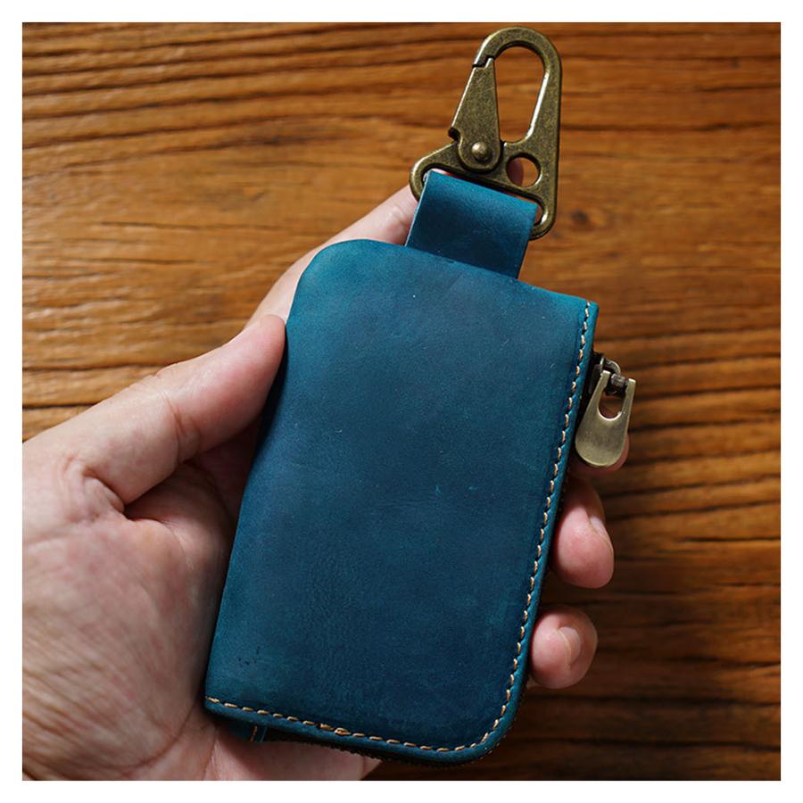 Genuine Leather Key Storage Bag Bluetooth Earphone Keychain  Automotive Smart Key Protective Case Housekeeper Zipper Keys Coin Purse