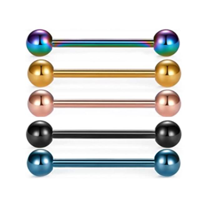 5PCS Acrylic Tongue Piercing Barbell Set Stainless Steel Glitter Tongue Rings Lot 14G Nipple Piercing Bar Bulk Piercing Langue