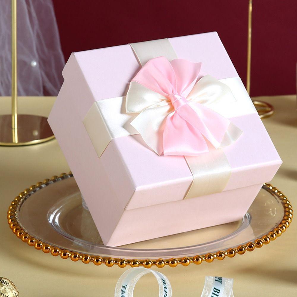 Pink Festival Gift Box Bow Birthday Gift Box Socks Christmas Gift Packaging Box  Father's Day