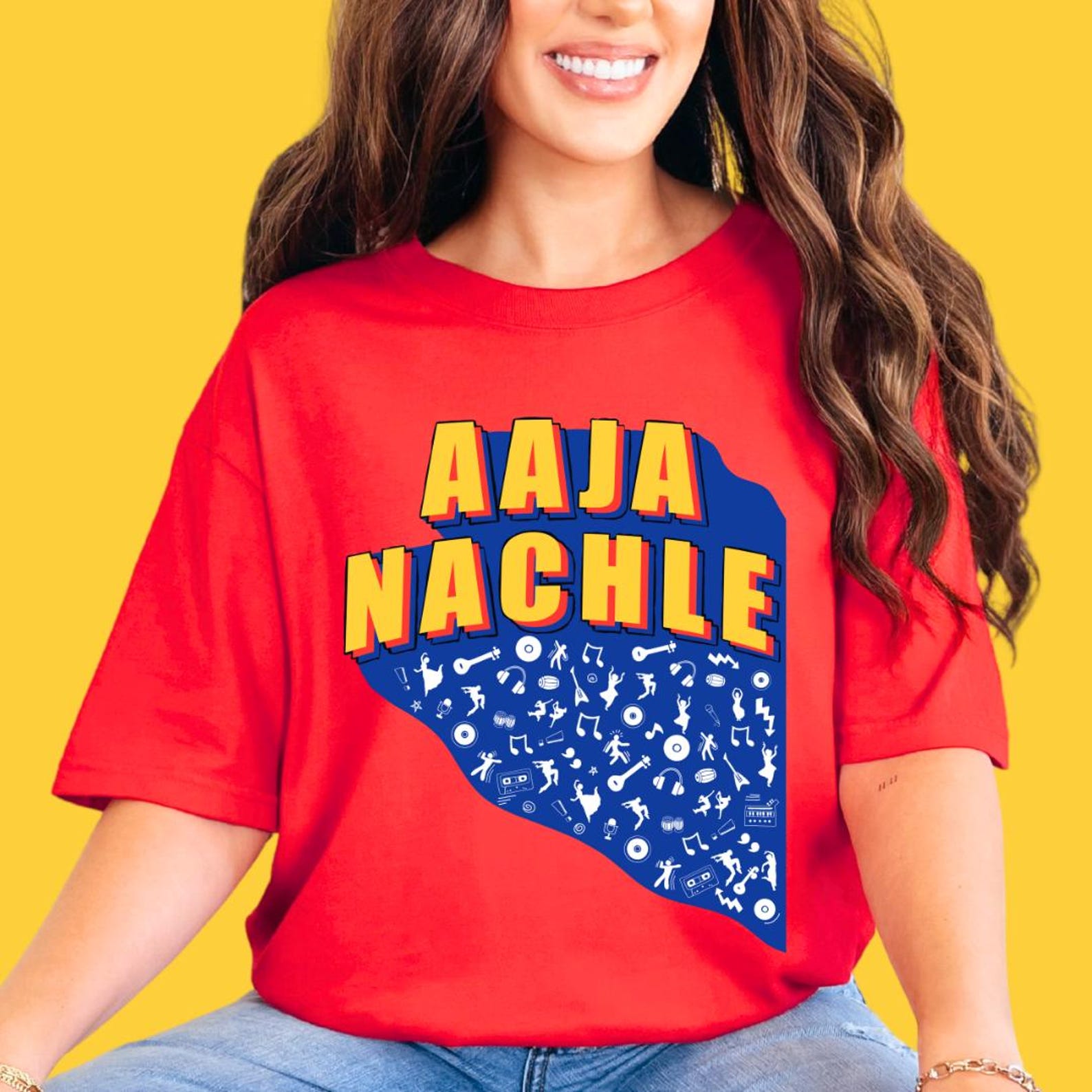 Aaja Nachle Bollywood Dance T-Shirt, Indian Dance Art, Madhuri Dixit, Dancer Gift, Desi Cotton Merch, Indian Dance Tee S