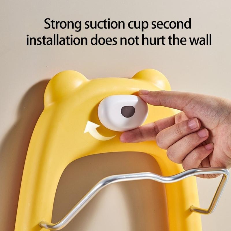 Space Efficient Cookware Shelf For Kitchen Wall Mount Cutting Board Holder Cartoon Bear Pot Lid Storage Stand