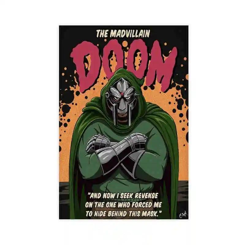 Rapper Hip Hop Rock Music Band MM Food Mask MF Doom Comic Album Poster Aesthetic Canvas for Wall Art Living Room Home Decoration