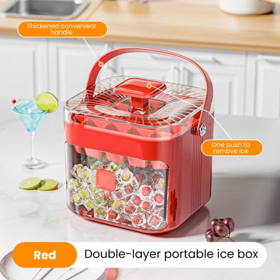 Ice Cube Mold 48 Grids Reusable Refrigerator Ice Maker Drawer Design Ice Tray Portable Easy Release Homemade Ice Making Tools Whiskey Cocktail Coffee