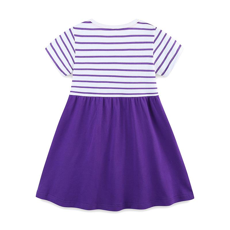 Girls Princess Dress Summer Striped Girls Short Sleeve Dress Fashion Embroidered Children's Dress