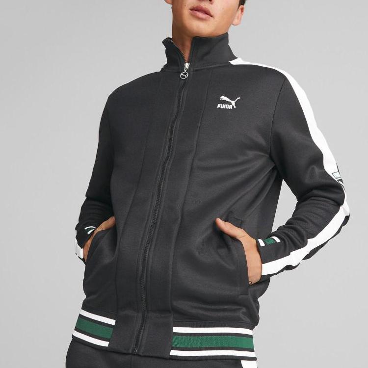 PUMA T7 Archive Remaster Track Jacket With Colorblock Logo And Stand-Up Collar Men Jackets Black 620576-01
