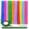 ShinyWay Crafting Mall Fluffy High-Density 114-Piece Artificial Flower Set 10 Colors Wire 6mm 30cm Florist Tape Glue Sticks Bouquet Skeleton Art DIY