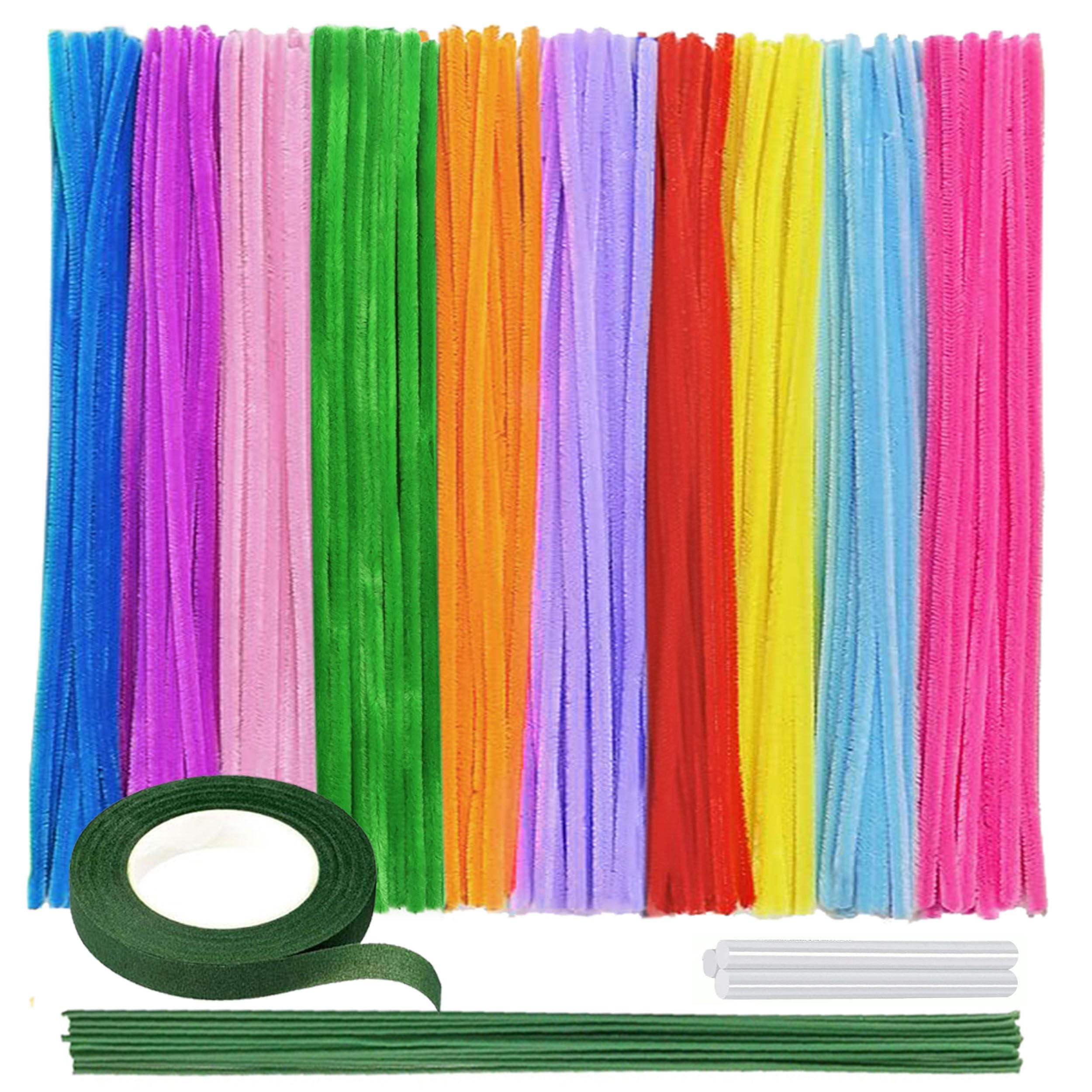 

ShinyWay Crafting Mall Fluffy High-Density 114-Piece Artificial Flower Set 10 Colors Wire 6mm 30cm Florist Tape Glue Sticks Bouquet Skeleton Art DIY