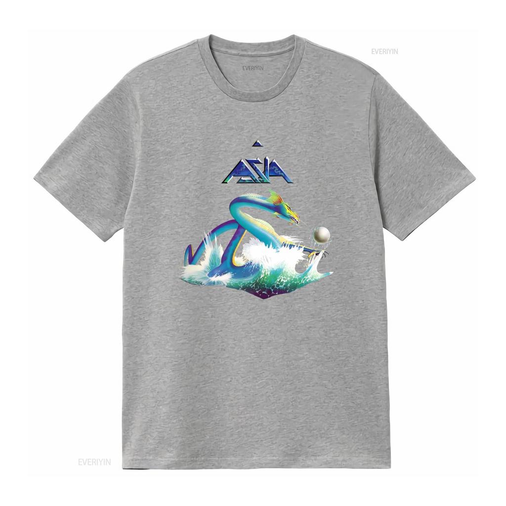 Vintage Asia Band Mens T Shirt Black S to 5XL Retro Design with Colorful Dragon and Wave Print vintage Washed homme Breathable