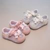 Children'S Girls' Casual Sports Shoes With Bow Ribbon Pearl Butterfly Print New Summer Hollow Mesh Sports Shoes Soft Sole