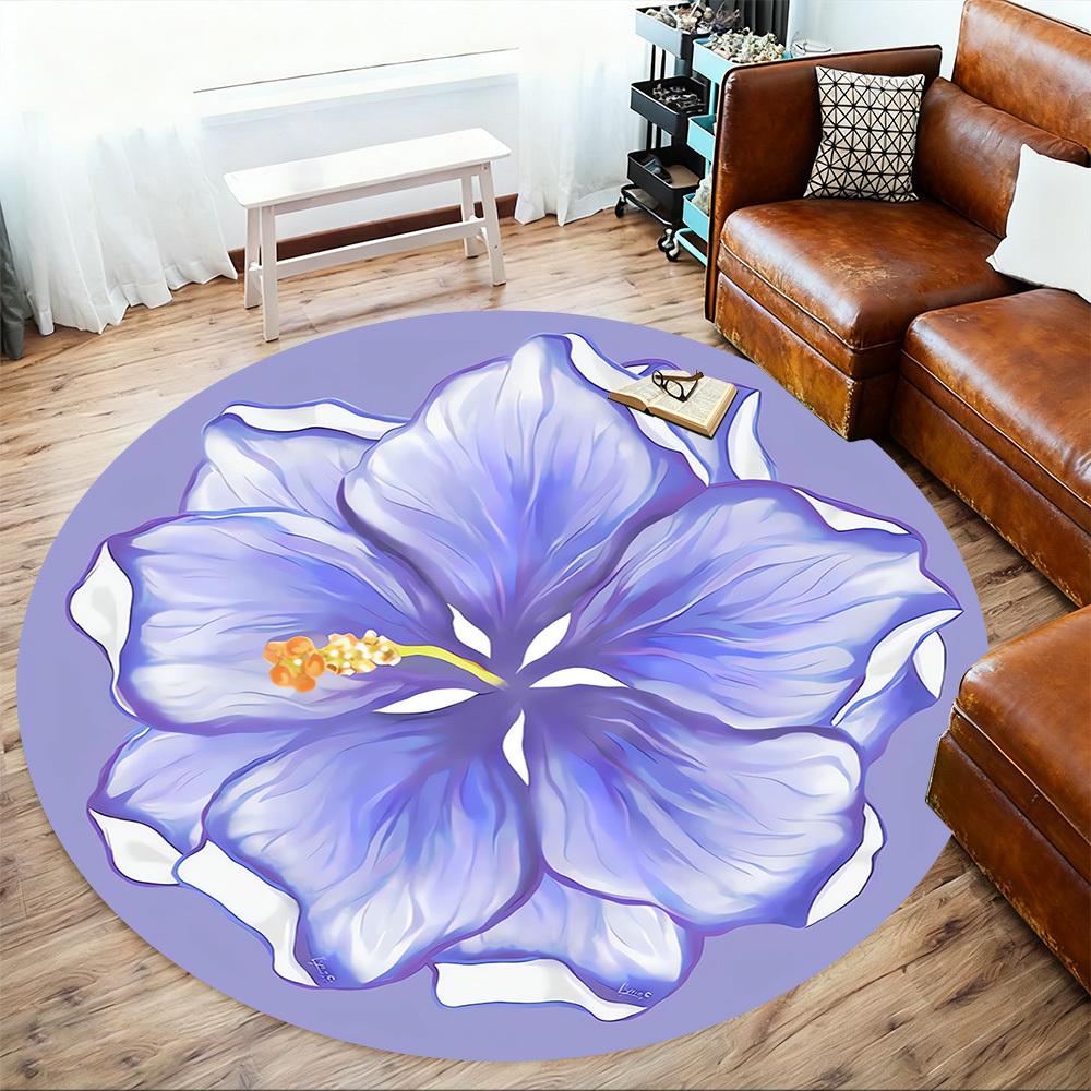 1pc flower blue Round Chair mat Area Rug - Non-Slip, Floor Mat for Office, Bedroom, and Indoor Decor c1118011