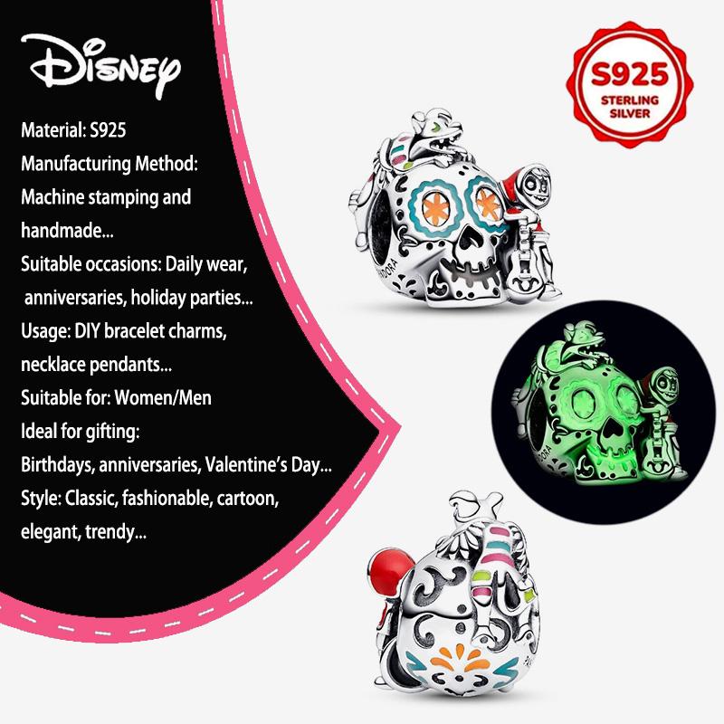 New Disney 925 Silver Winnie & Stitch Charms for Bracelet Necklace DIY Jewelry Gifts Holiday Party