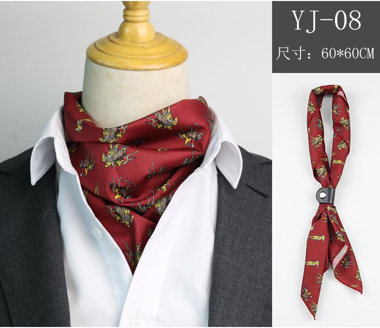 Men'S Spring And Summer Square Scarf Retro Printed Suit Silk Scarf Women'S Tied Hair Headscarf Small Scarf Japanese Thin Scarf