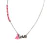 Les Trésors De Lily [N7075] - 'Love' Steel Necklace Pink Silver Gray