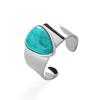 Ring - LUXENTER - Sheak - Blue Agate - Rhodium Finish - 15.3 Mm X 11.4 Mm