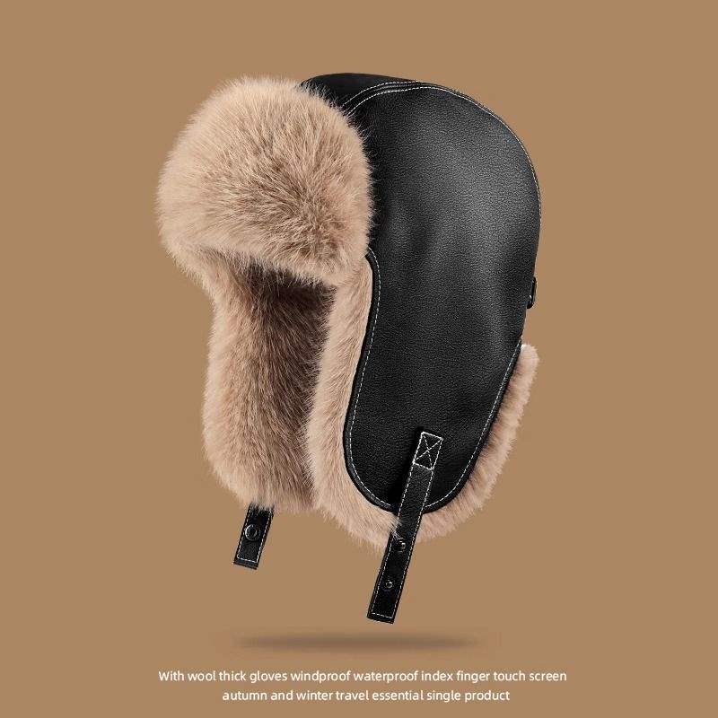 Unisex Winter Ski Hat - Windproof, Warm, Leather Ear Protection for Riding and Cold Weather